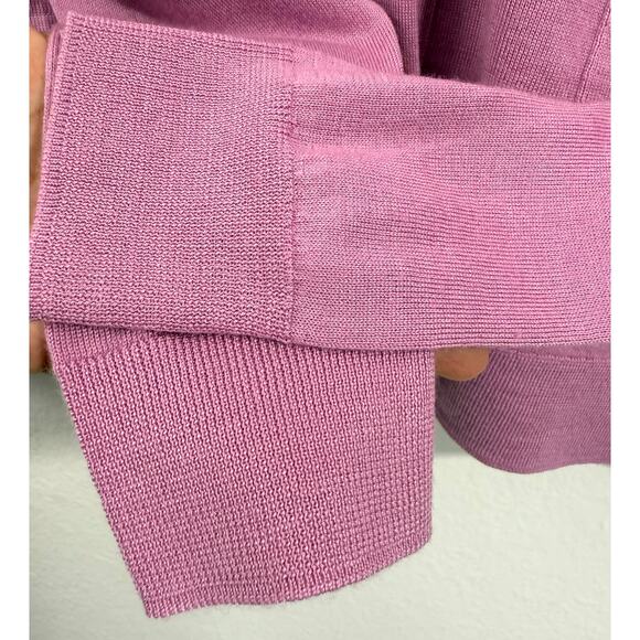 St John Womens Wool Silk Cardigan Sweater Long Sleeve Sz S Gold Buttons Lavender - Picture 7 of 12